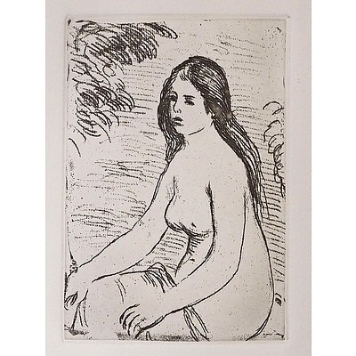 After Renoir (1841-1919) Femme Nue Assise Etching, Posthumous Edition