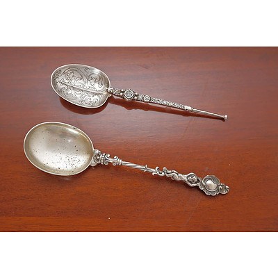Elkington and Co Sterling Silver Birmingham Spoon, 20th Century and Another European .800 Silver Spoon