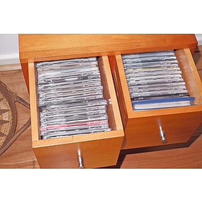 Small Wood Veneer Chest with CDs