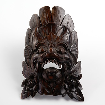 Finely Carved Indonesian Rosewood Mask Circa 1960s