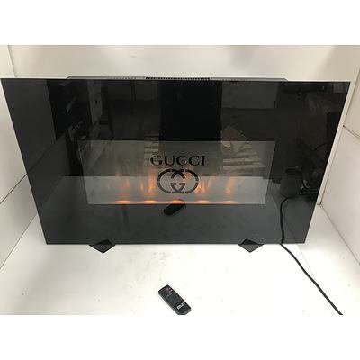 Arlec Fireplace Heater With Gucci Marked Front Glass Panel