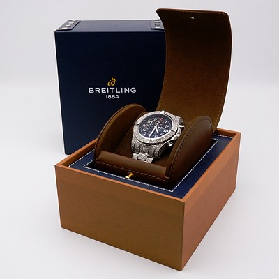 Genuine Breitling Super Avenger II Diamond Set Stainless Steel Gents Wristwatch, Total Diamond Weight 18.69ct 