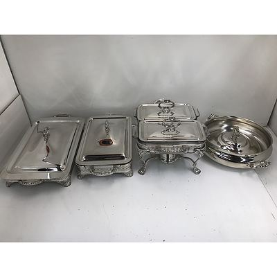 Silver Plate Chafing Platters -Lot Of Four