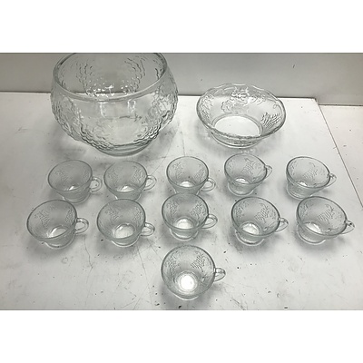 Glass Punch Bowl Set -13 Piece