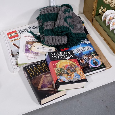 Various Harry Potter Books, Calendar, T Shirt, Beanie & Scarf and Box of Jelly Beans