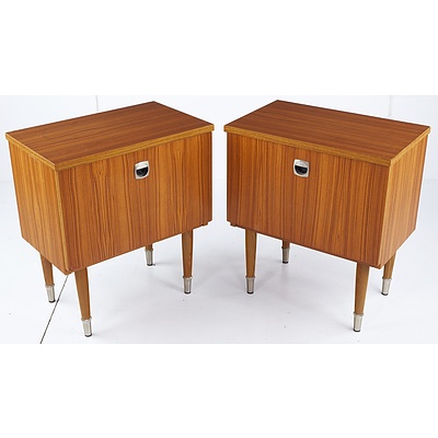 Pair of Retro Dropfront Bedside Cabinets