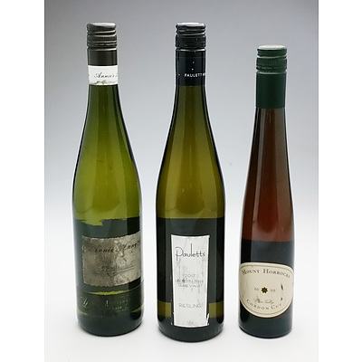 Pauletts 2017 Clare Valley Riesling, Annies Lane2019 Riesling and Mount Horrocks 2009 500 ml Cordon Cut Riesling (3)