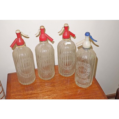 Four Vintage Soda Syphons, Cooma and Bega