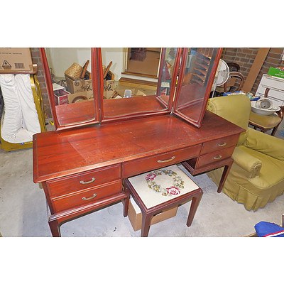 Vintage Cedar Dressing Table and Stool