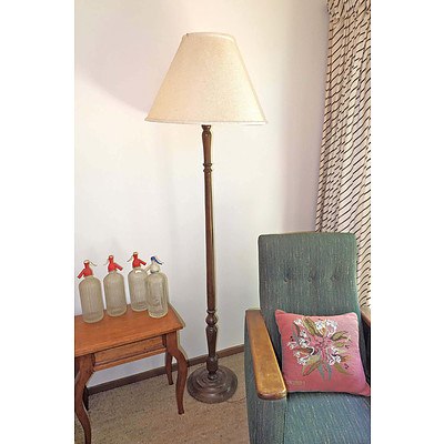 Vintage Turned Wood Standard Lamp