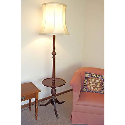 Vintage Standard Lamp with Brass Paw Feet