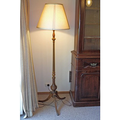 Vintage Standard Lamp with Brass Paw Feet