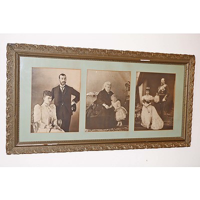 Framed Vintage Photographs of Queen Victoria and King George