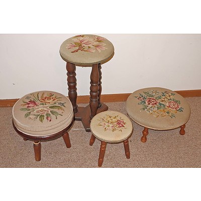 Various Tapestry Upholstered Stools