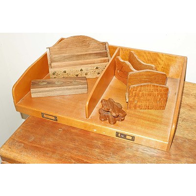Vintage Stationary Tray and Various Other Wood Craft Items
