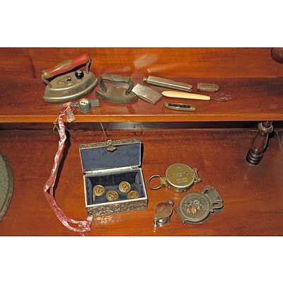 Vintage Compass, Cigar Cutter, Pocket Knives Etc