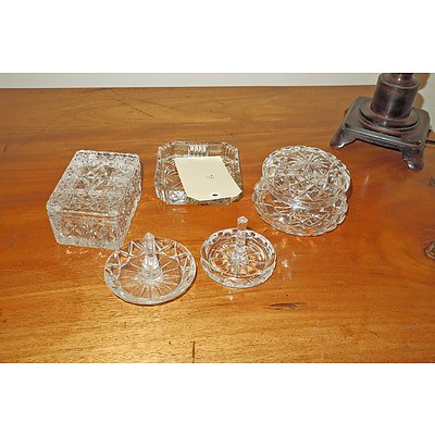 Five Piece Cut Crystal Dressing Table Set