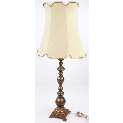 Vintage Brass Table Lamp with Shade