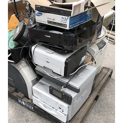 Bulk Lot of Assorted IT & Office Equipment - AC Adapters, Printers & Desk Fan