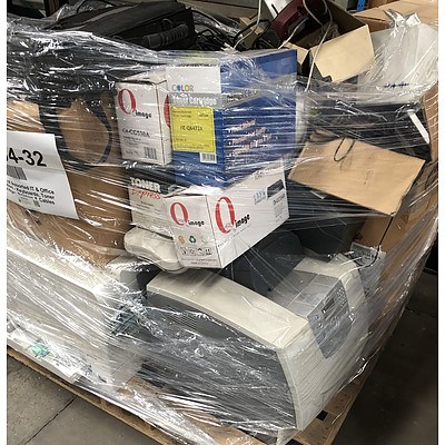 Bulk Lot of Assorted IT & Office Equipment - Keyboards, Toner Cartridges, Printers & Cables