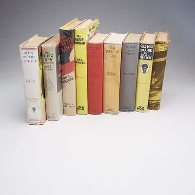 Quantity of Nine Ion Idriess Books Including Lightning Ridge First Edition,The Great Boomerang and More