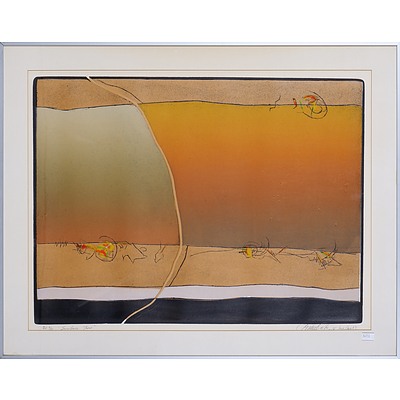 Bruno Leti (born 1941), Surface Two 1976, Hand-Coloured Etching, Edition: 3/15