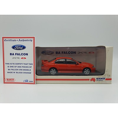 Biante - Ford BA Falcon XR8 Blood Orange in Display Case 1366/3000 1:43 Scale Model Car