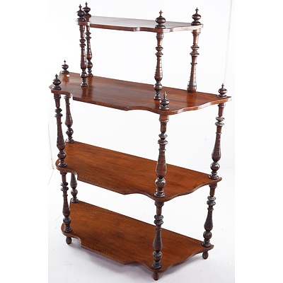 Antique Walnut Four-Tier Whatnot with Finely Turned Supports