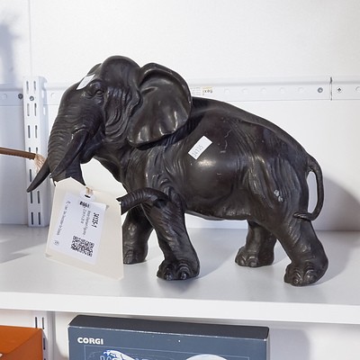 Bronze Elephant Figurine - 22 cm H x 28 W