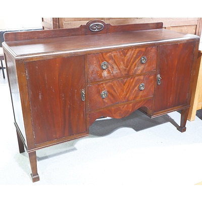1930s Walnut Veneer Sideboard with Two Doors and Two Drawers