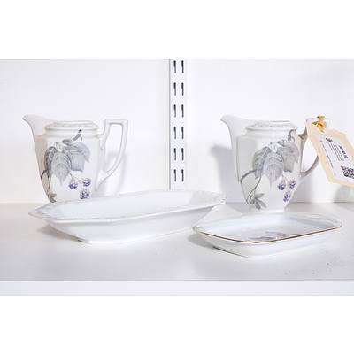 Two Rosenthaal 'Maria' jugs with Matching Tray and a Furstenberg 'Rose Symphony' Butter Dish