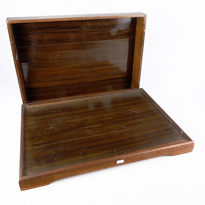 Vintage Silky Oak and Walnut Service Tray with Lift Off Top
