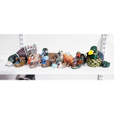 Group of Duck Figurines including Malachite