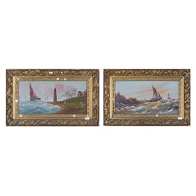 Marville (20th Century, European), A Pair of Harbour Scenes, Oil on Canvas (2)