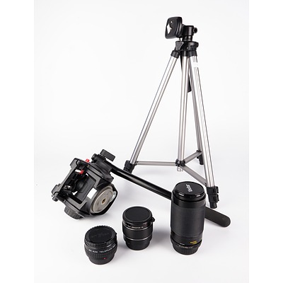 Solidex Tripod, Manfrotto 501HDV Fluid Tripod with Video Head and Three Various Lenses