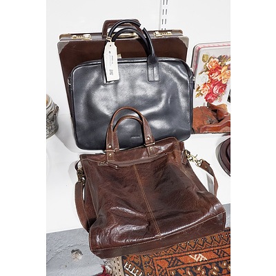 Oroton Leather Laptop Bag, Vintage Gabee Australia 'Cobb & Co Shoulder Bag and Tosca Leather Combination Lock Briefcase (3)