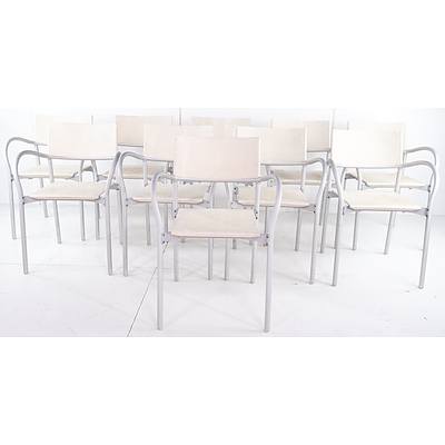 Set of Ten Segis Breeze Metal and Moulded Plastic Patio Chairs