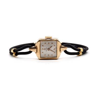 9ct yellow Gold Ladies Omega Watch with Stretchy Cord band