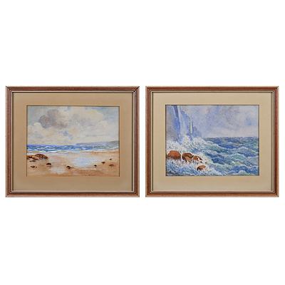 F. C. Bryant, Two Seascapes, Watercolour, each 17 x 22 cm (2)
