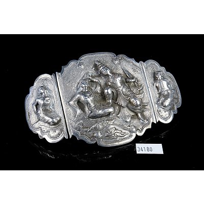 South East Asian Heavily Repousse Silver Buckle