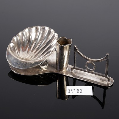 Chinese Export Silver Brush Rest with Shell Form Dish
