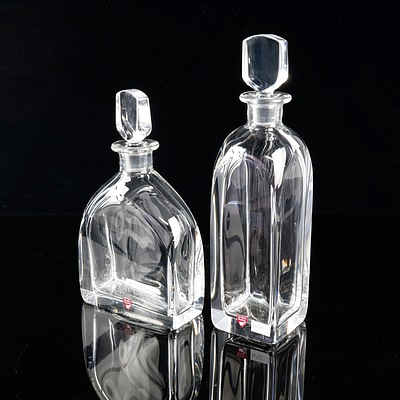 Two Orrefors Crystal Decanters With Original Labels
