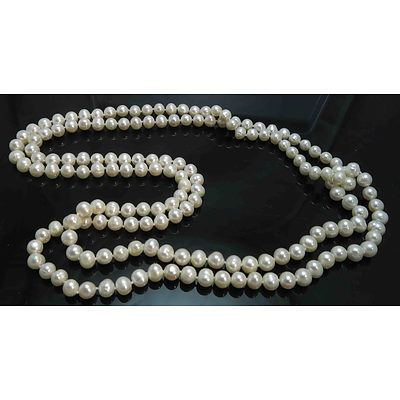Extra Long (Triple Length) Strand of White Freshwater Cultured Pearls