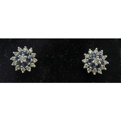 9ct Gold Natural Sapphire & Diamond Earrings