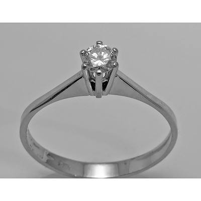 14ct White Gold Solitaire Diamond Ring