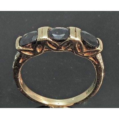 9ct Gold Natural Sapphire & Diamond Ring