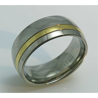 Titanium Ring, With 18ct Gold Plated Stripe