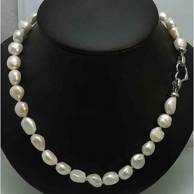 Necklace of Large Cultured Pearls: 10-14mm Long