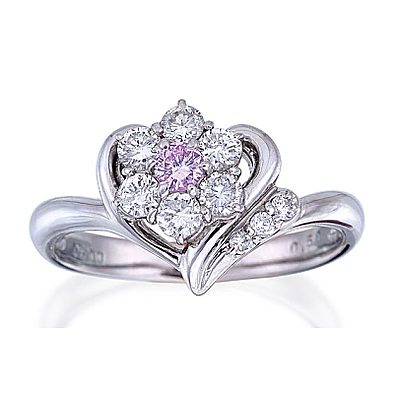 Platinum Pink & White Diamond Ring