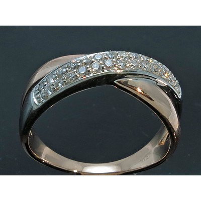 Rose & White Gold Diamond Ring-9ct